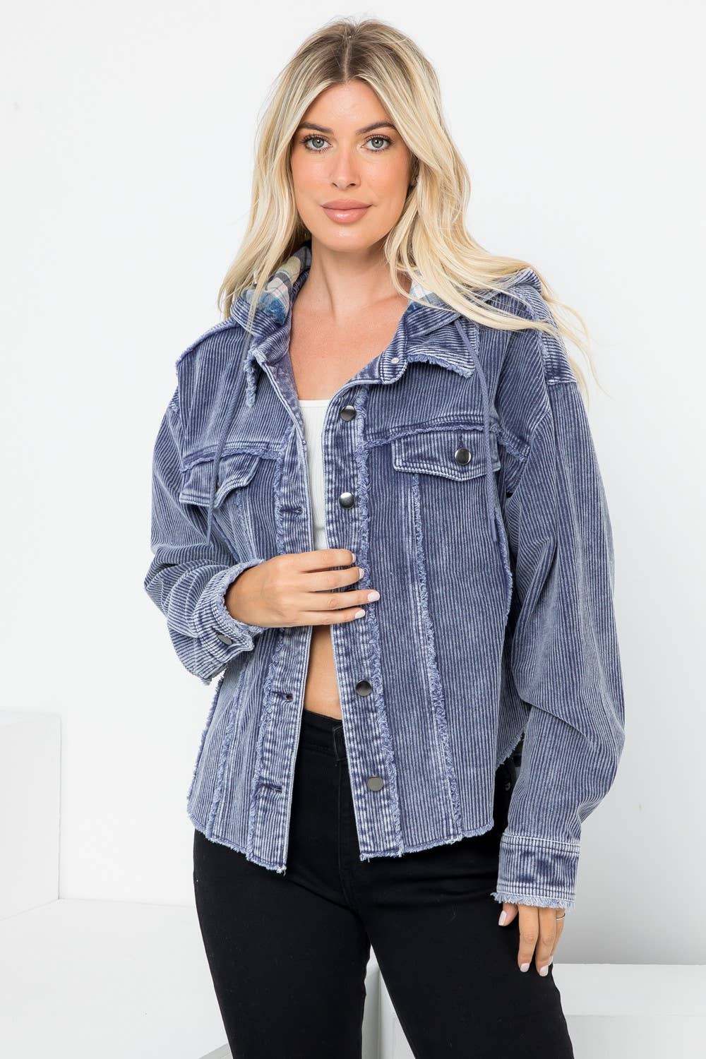 Washed Corduroy Hooded Jacket