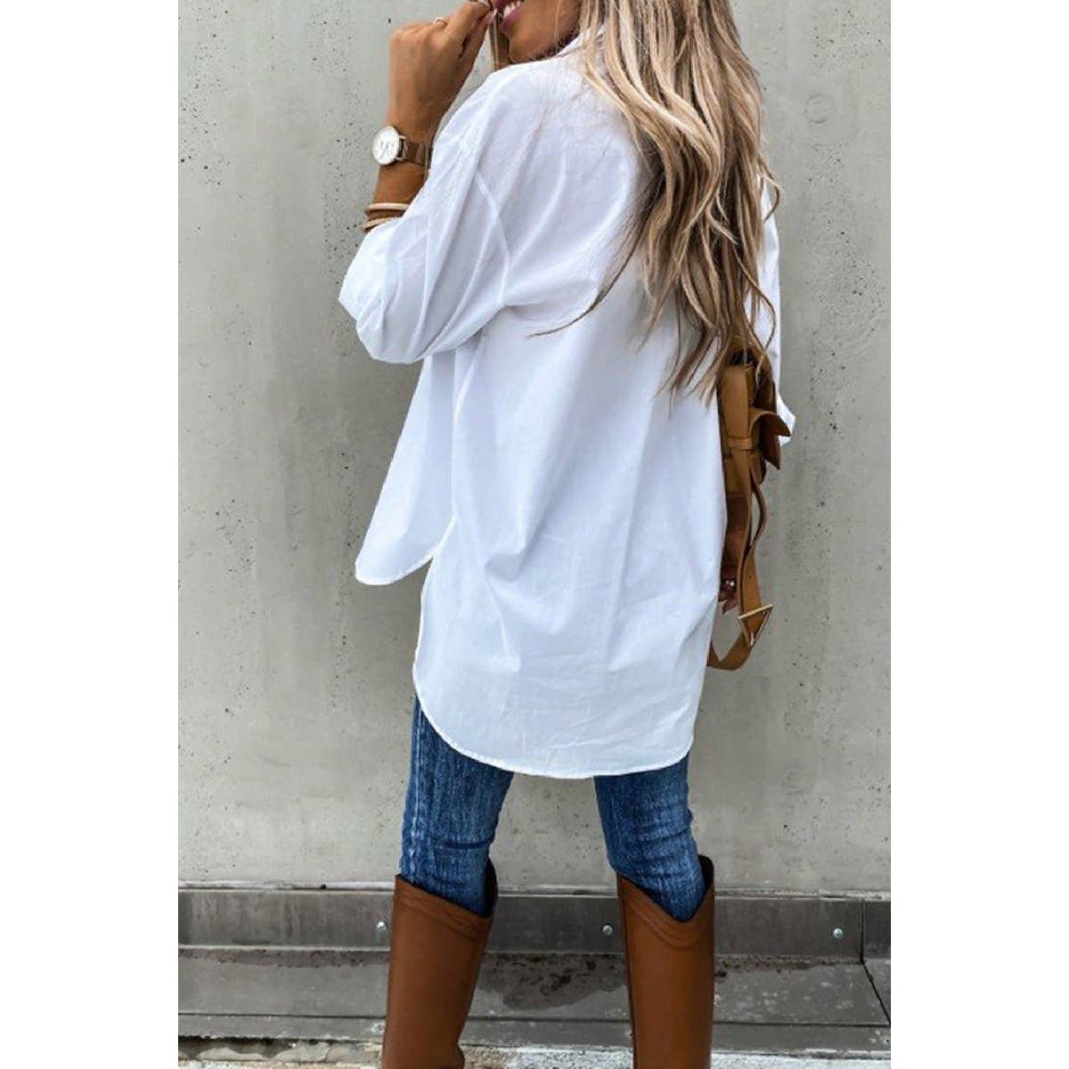 Solid Button Up Long Sleeve
