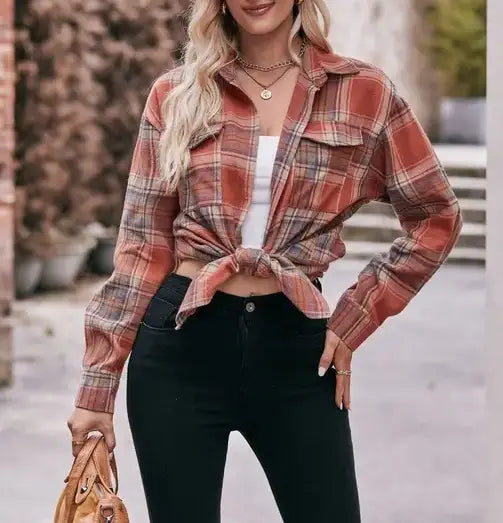 Oversized Loose Plaid Shirt