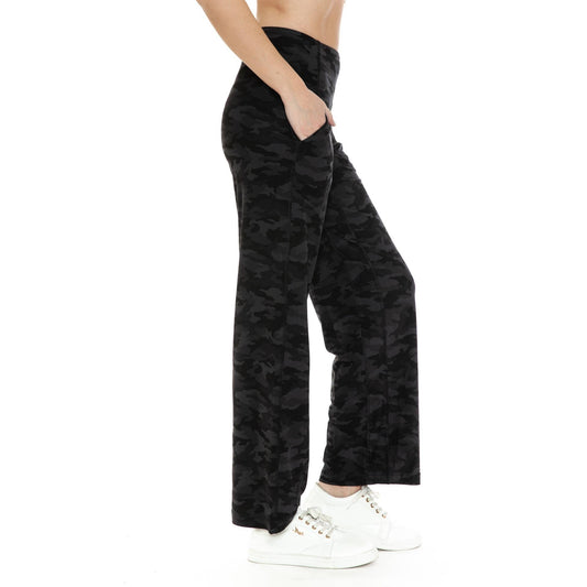 Wide Leg Camo Print Yoga Pants