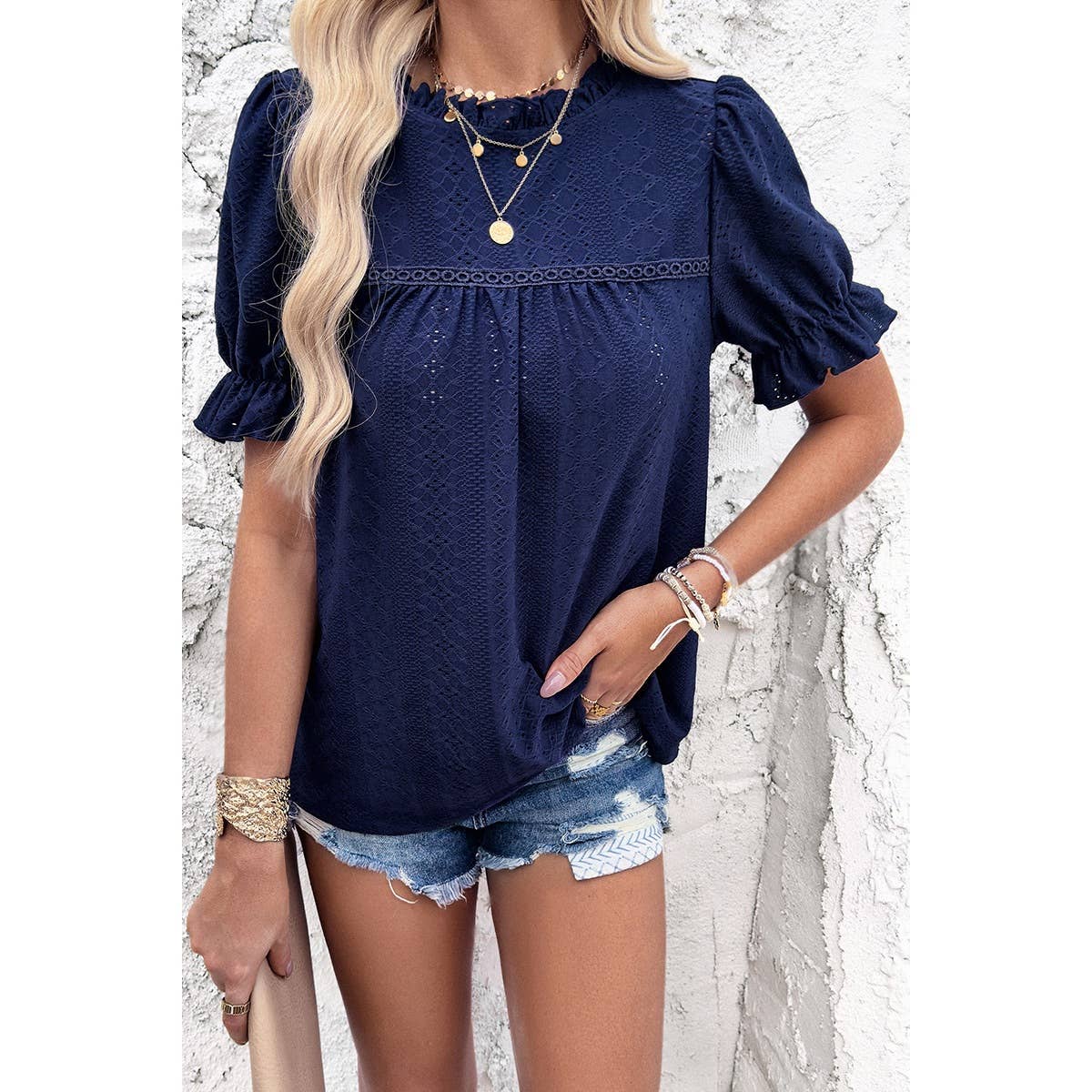 Lace Top in Navy