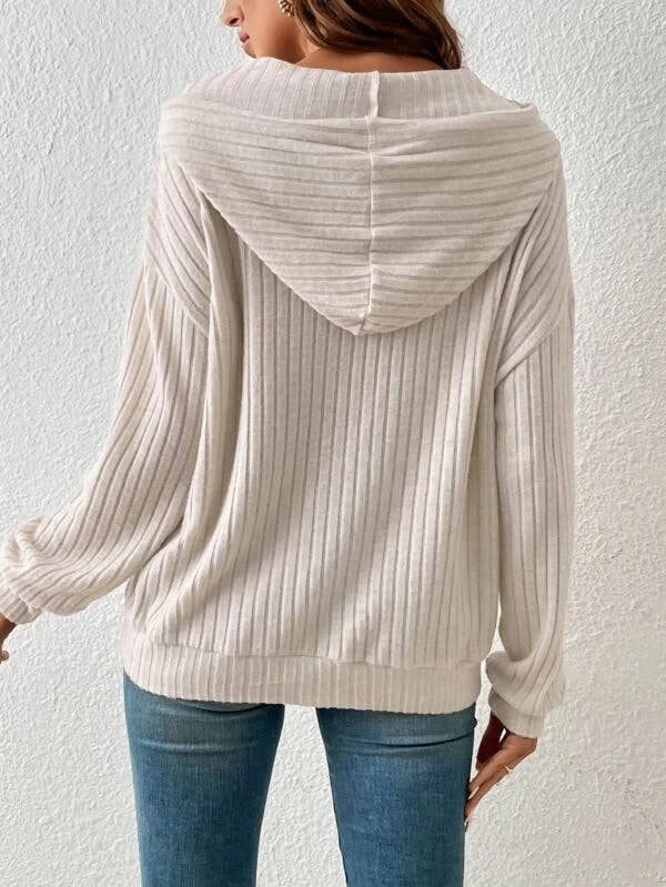 Cozy rib drawstring hoodie