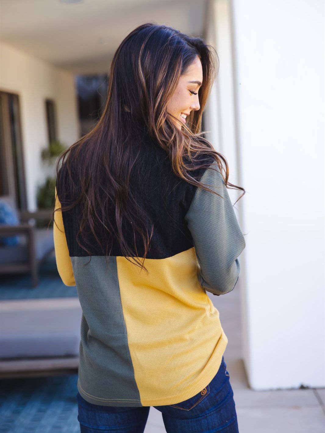 Tri-color Mockneck Top