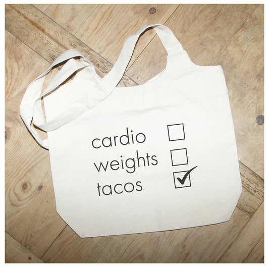 Bag: Cardio, Weights, Tacos / Natural Tote
