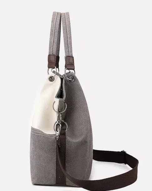 Colorblock Canvas Shoulder Bag