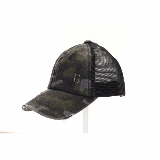 KIDS Distressed High Ponytail CC Beanie