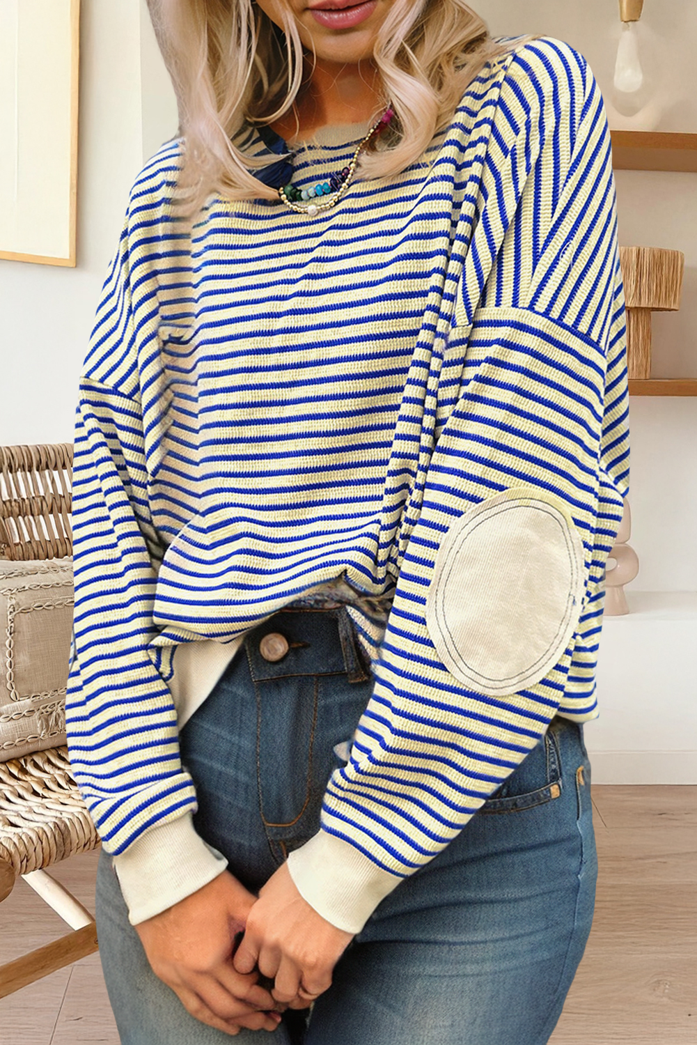 Elbow Patched Crew Neck