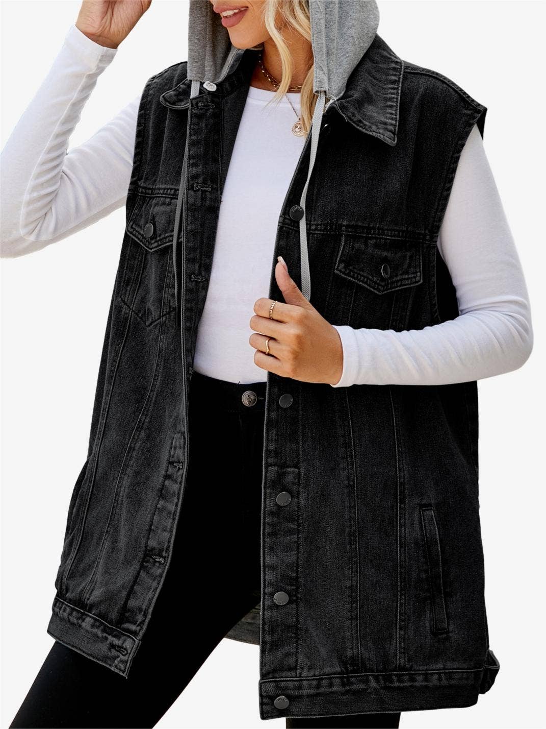 Hooded Denim Vest