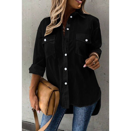 Solid Button Up Long Sleeve