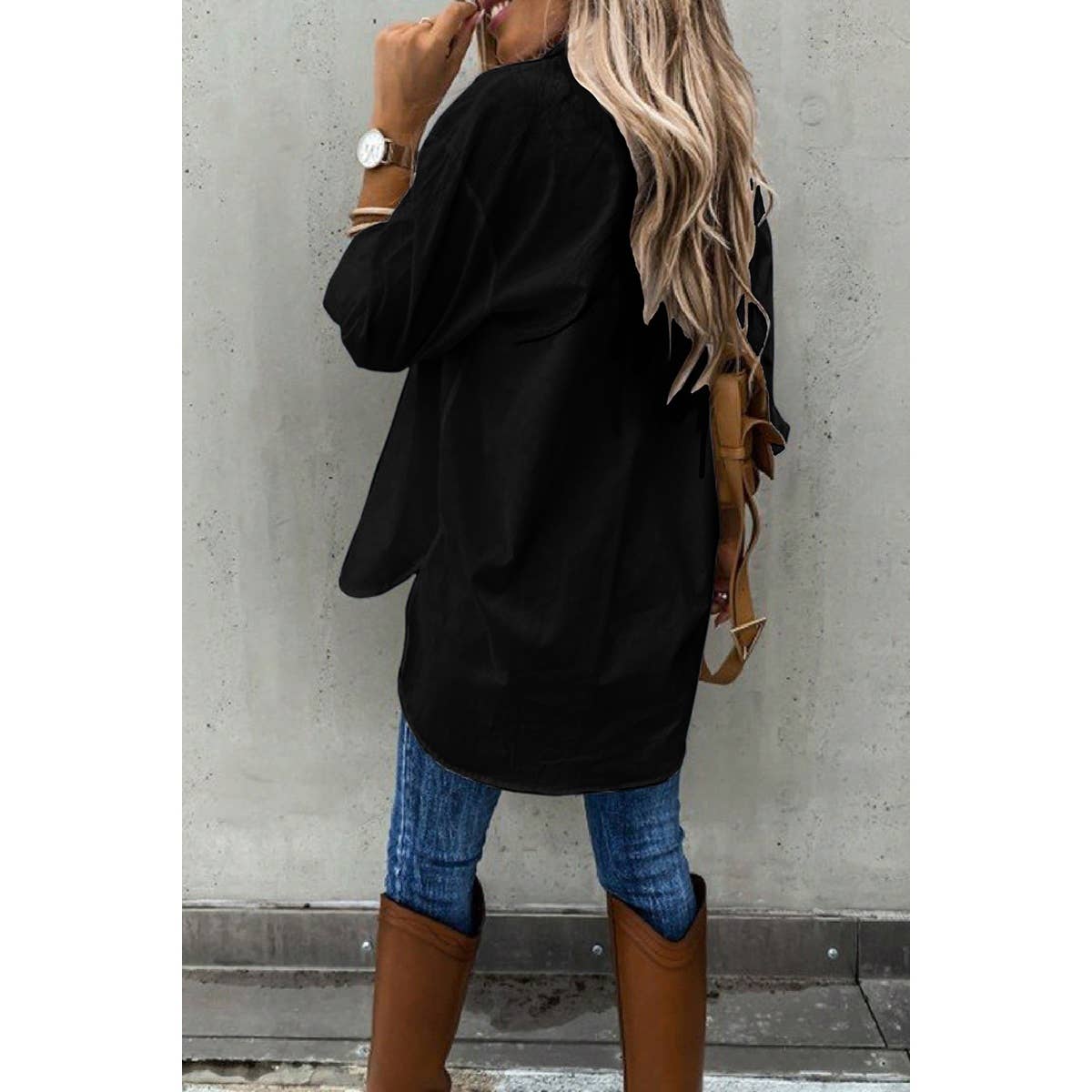 Solid Button Up Long Sleeve