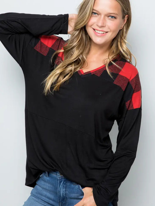 Buffalo Plaid Top: Plus Size