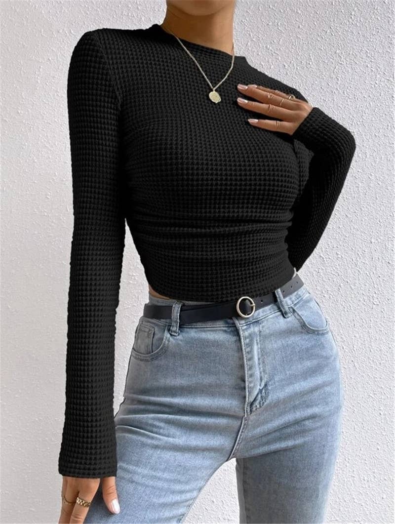 Waffle slim fit long sleeve t-shirt
