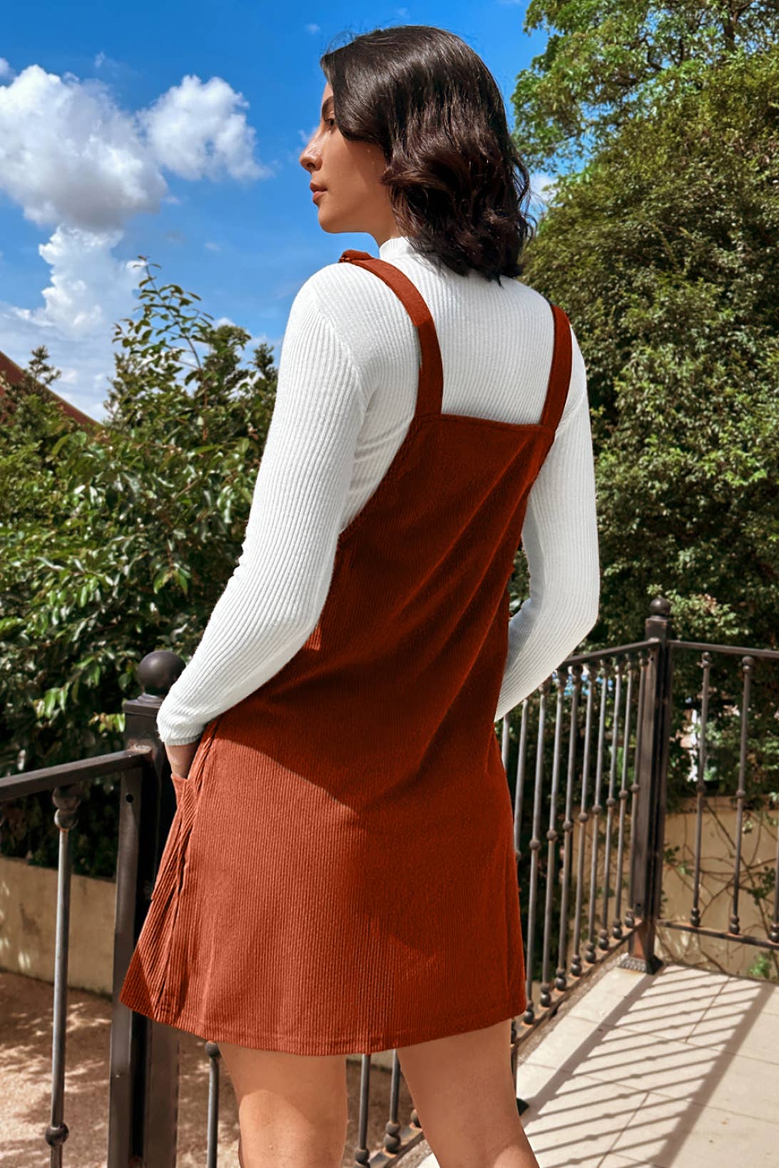 Sleeveless Corduroy Overall Dress