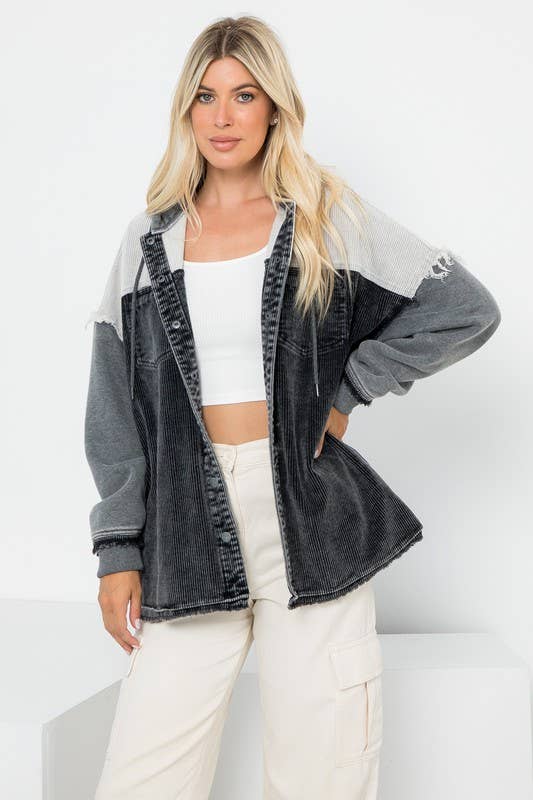 Plus Size Hooded Shacket