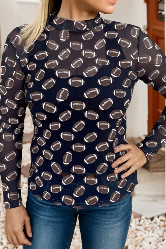 Football Mesh Sheer Long Sleeve