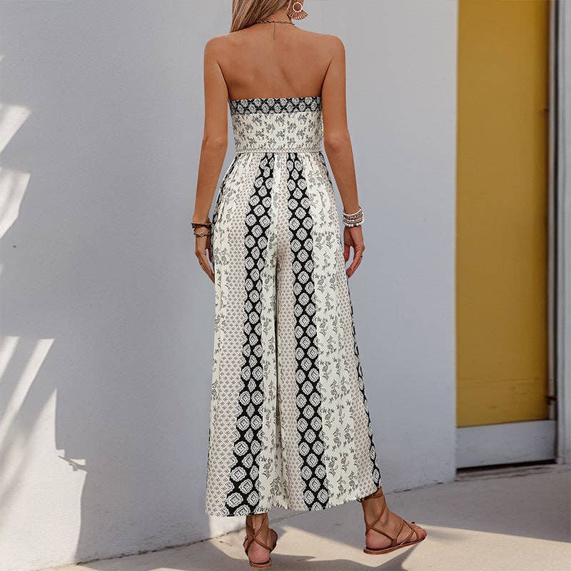 Tube Top Flare Trousers Jumpsuit