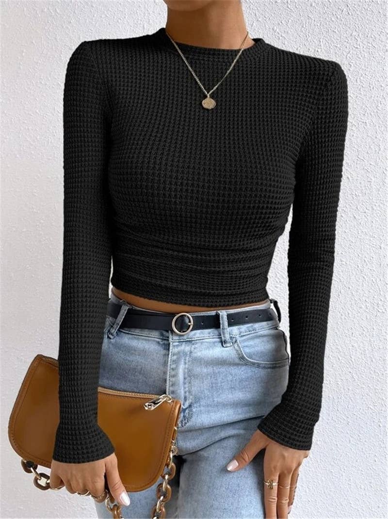 Waffle slim fit long sleeve t-shirt