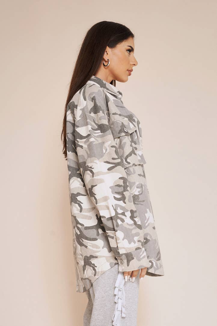 Oversize military shacket