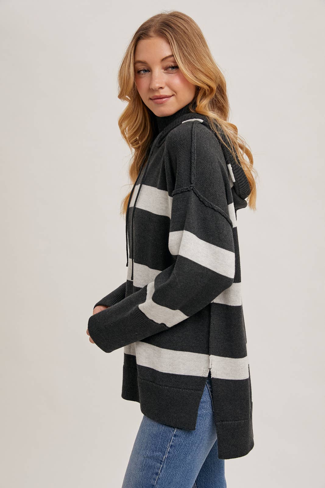 Mock Neck Hooded Sweater
