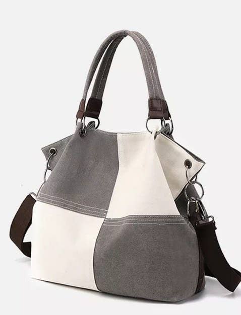 Colorblock Canvas Shoulder Bag