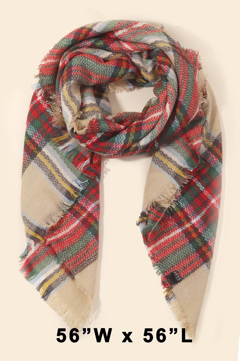 Beige Plaid Scarf