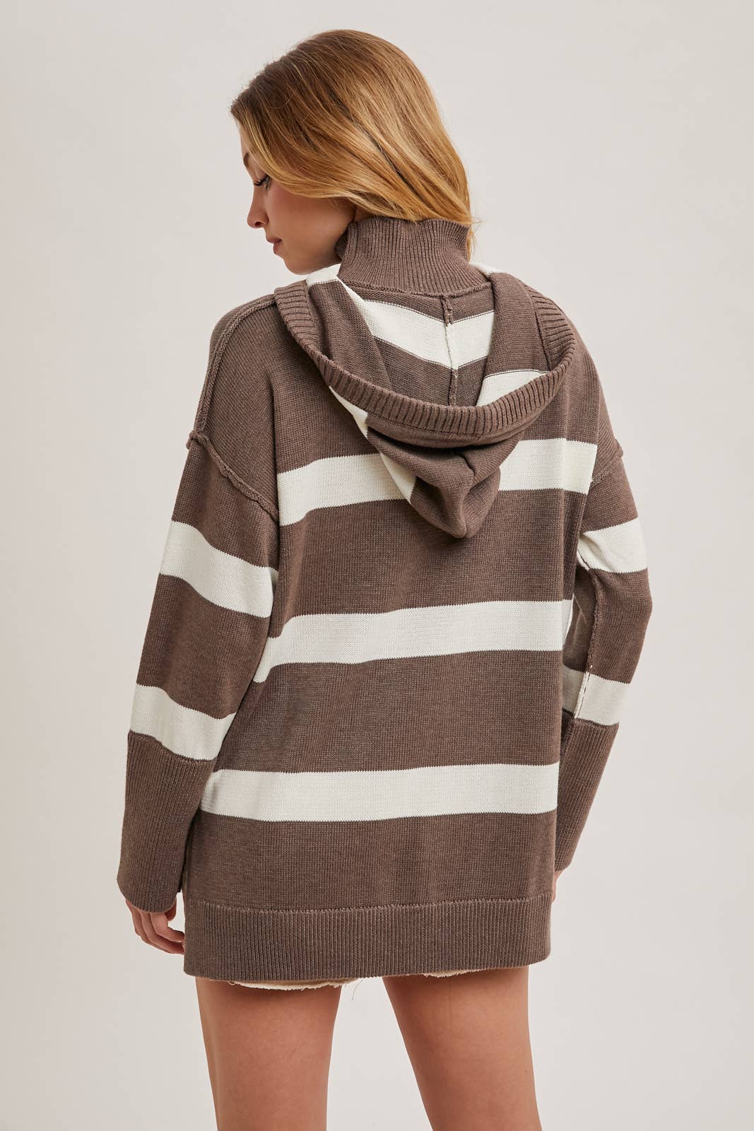 Mock Neck Hooded Sweater