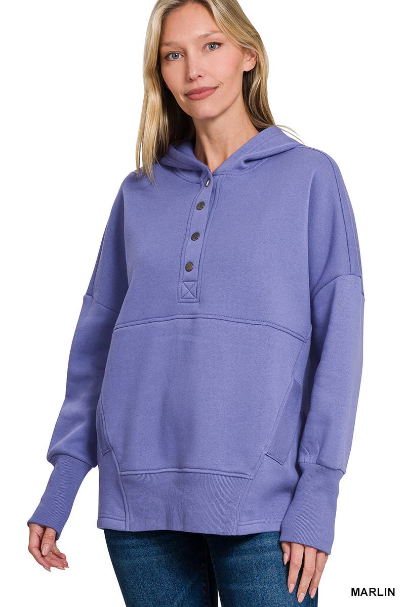 Fleece Half Button Hoodie