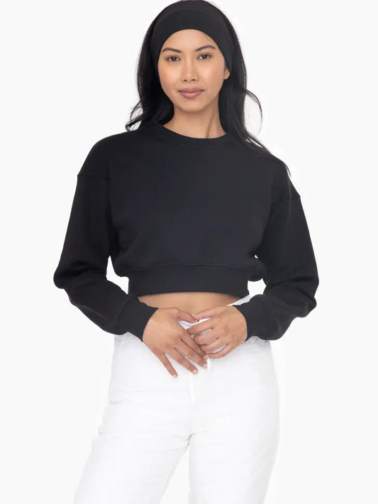 Cropped Fleece Sweatshirt: Black