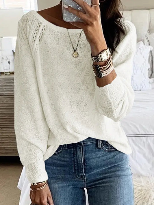 Long Sleeve Cutout Shoulder Relaxed Sweater