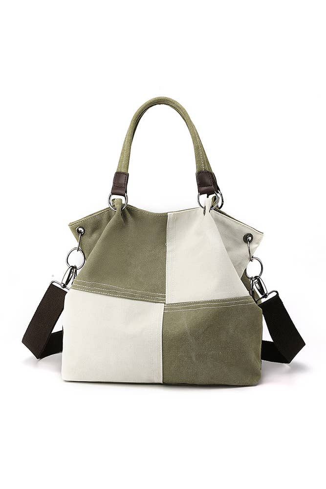 Colorblock Canvas Shoulder Bag
