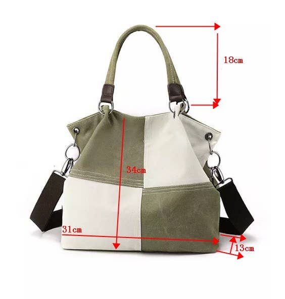 Colorblock Canvas Shoulder Bag