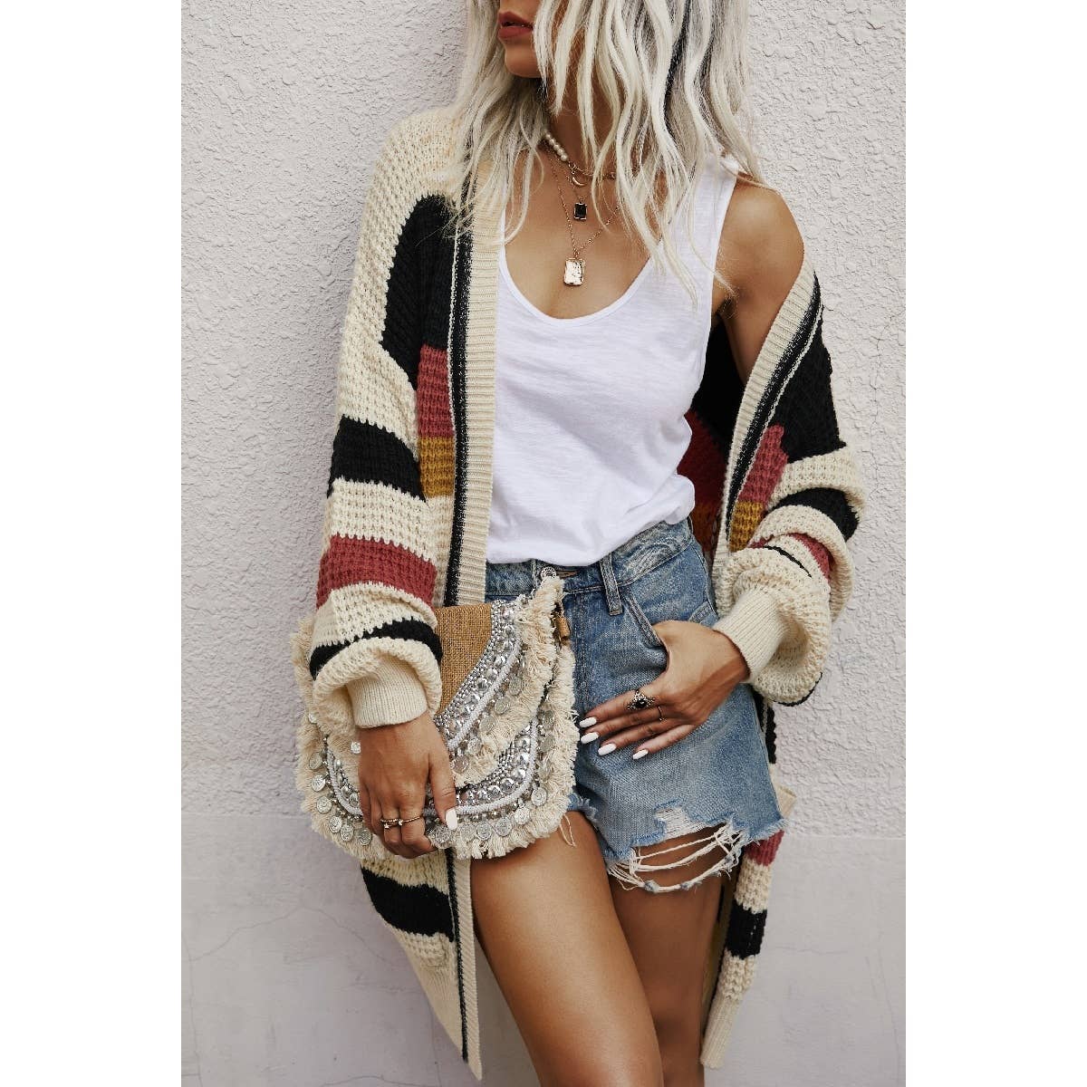 Knit Strip Cardigan