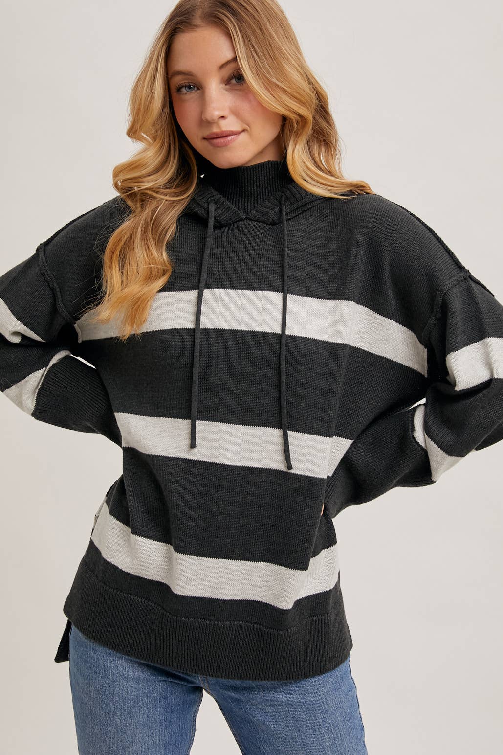Mock Neck Hooded Sweater