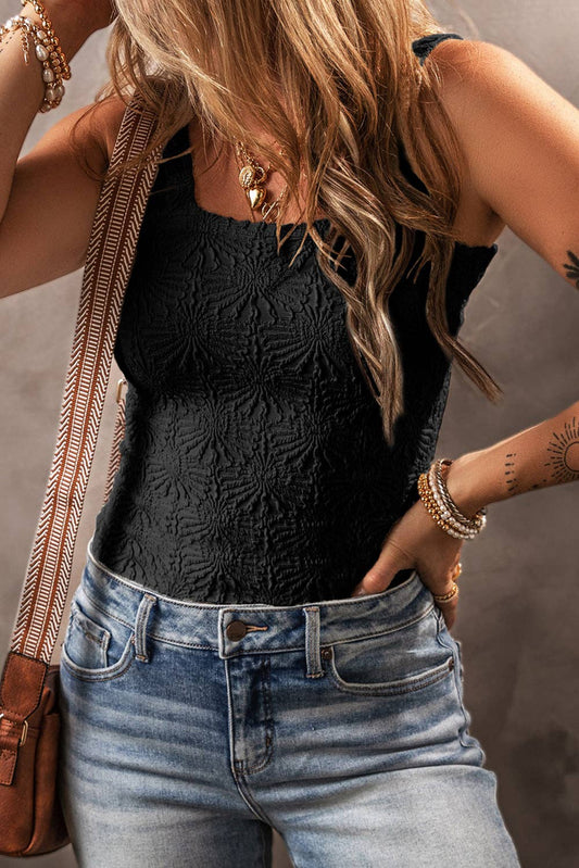 Floral Black Jacquard Tanko