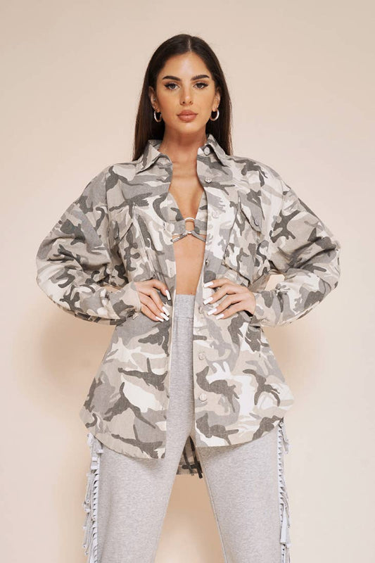 Oversize military shacket