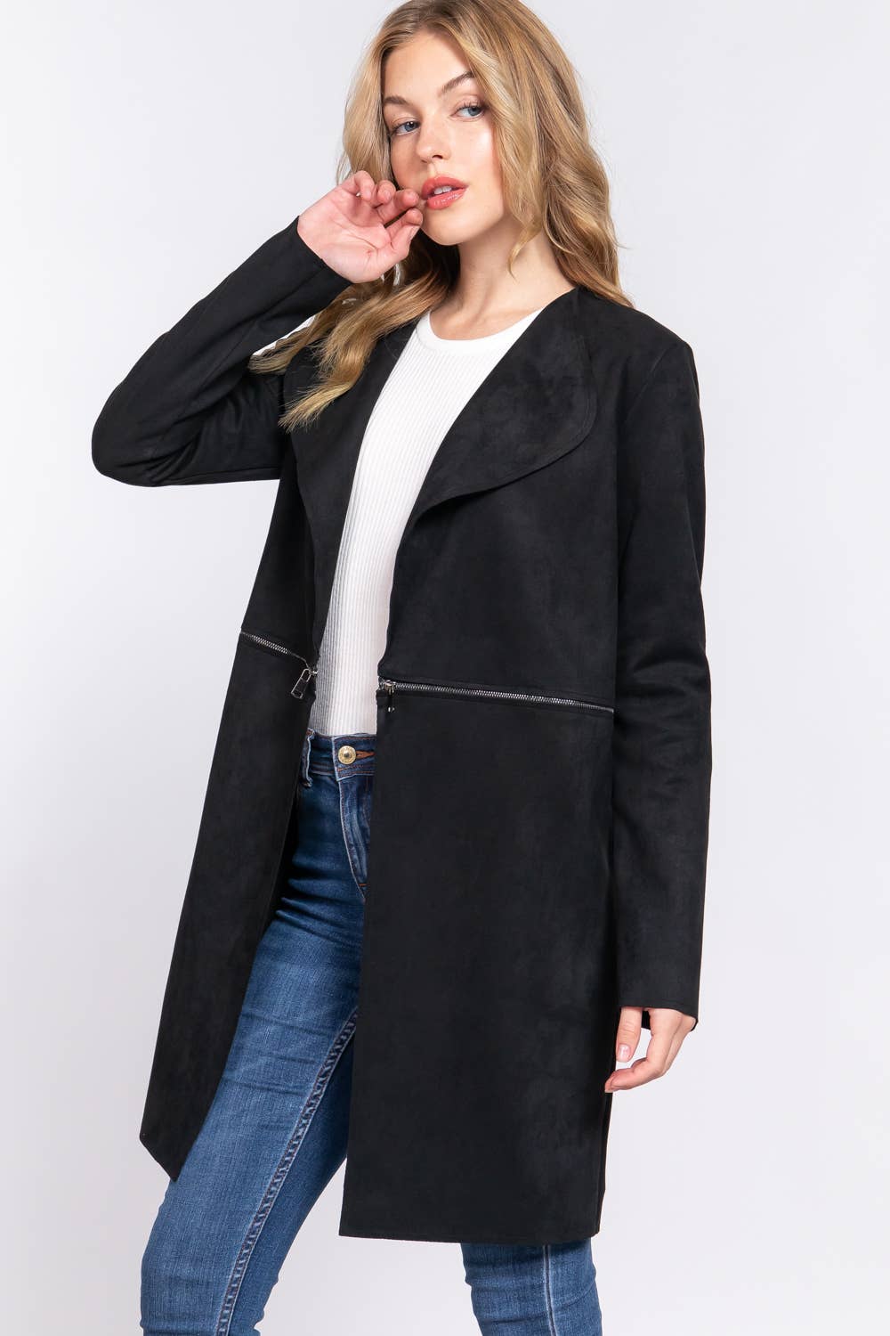 Faux Suede Long Jacket