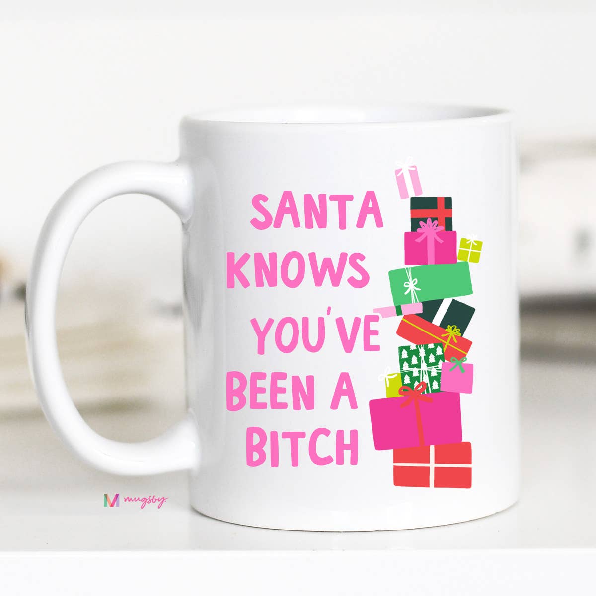 Santa Knows Funny Christmas Mug