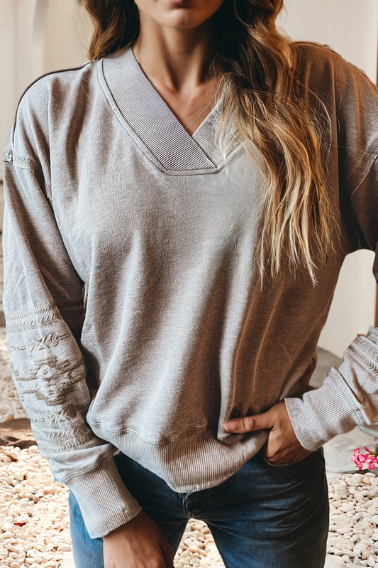 Western V Neck Sweatshirt