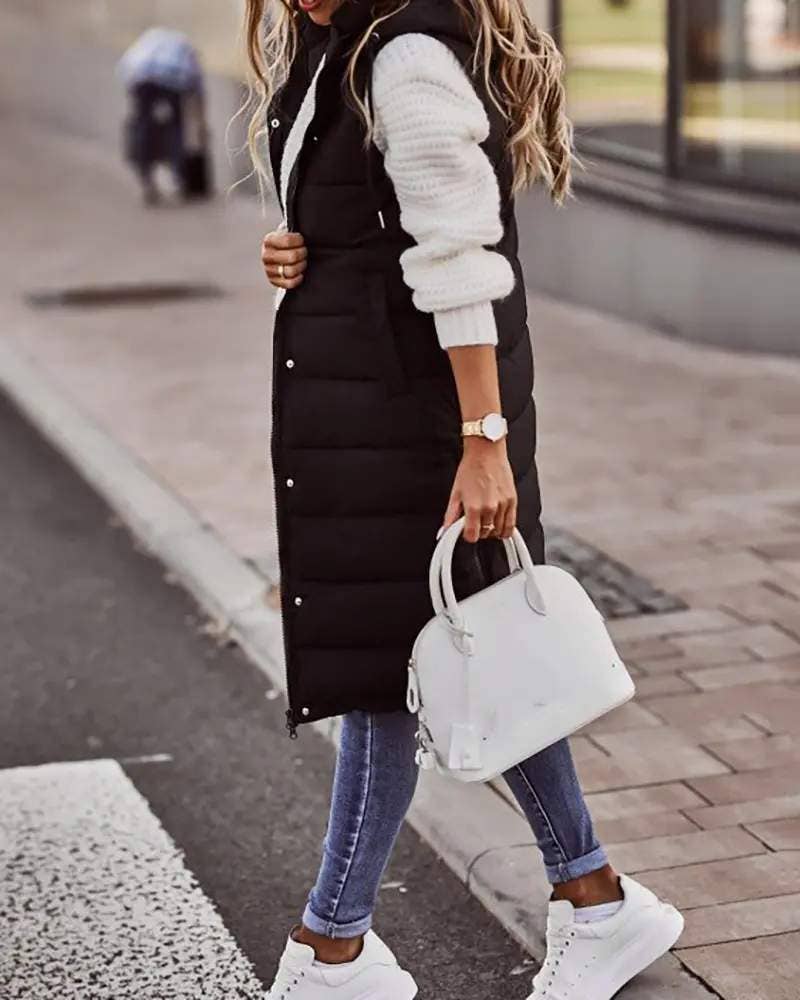 Long Hooded Puffer Vest