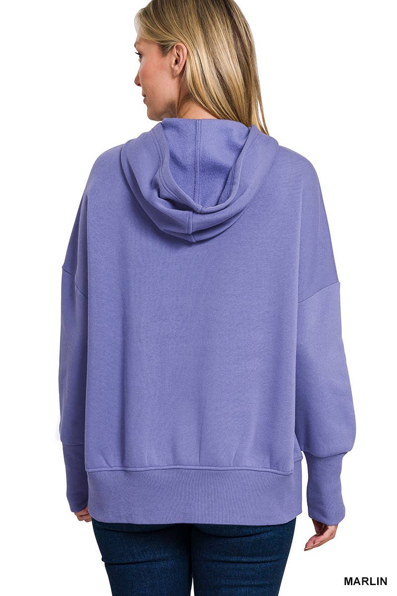 Fleece Half Button Hoodie