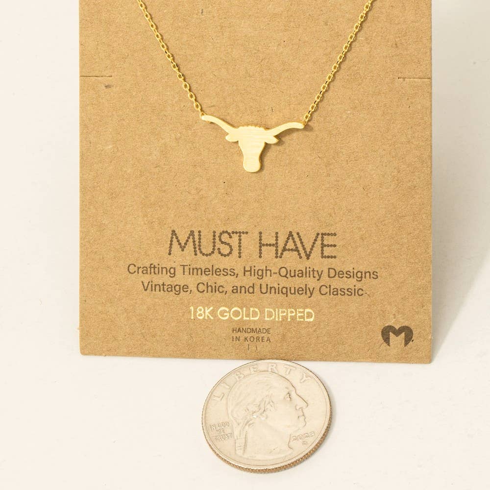 Necklace: Dainty Bull Head Pendant