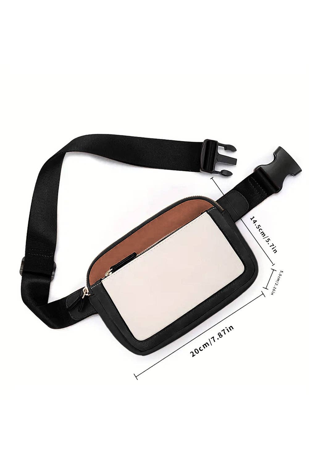 White Leather Colorblock Crossbody Bag