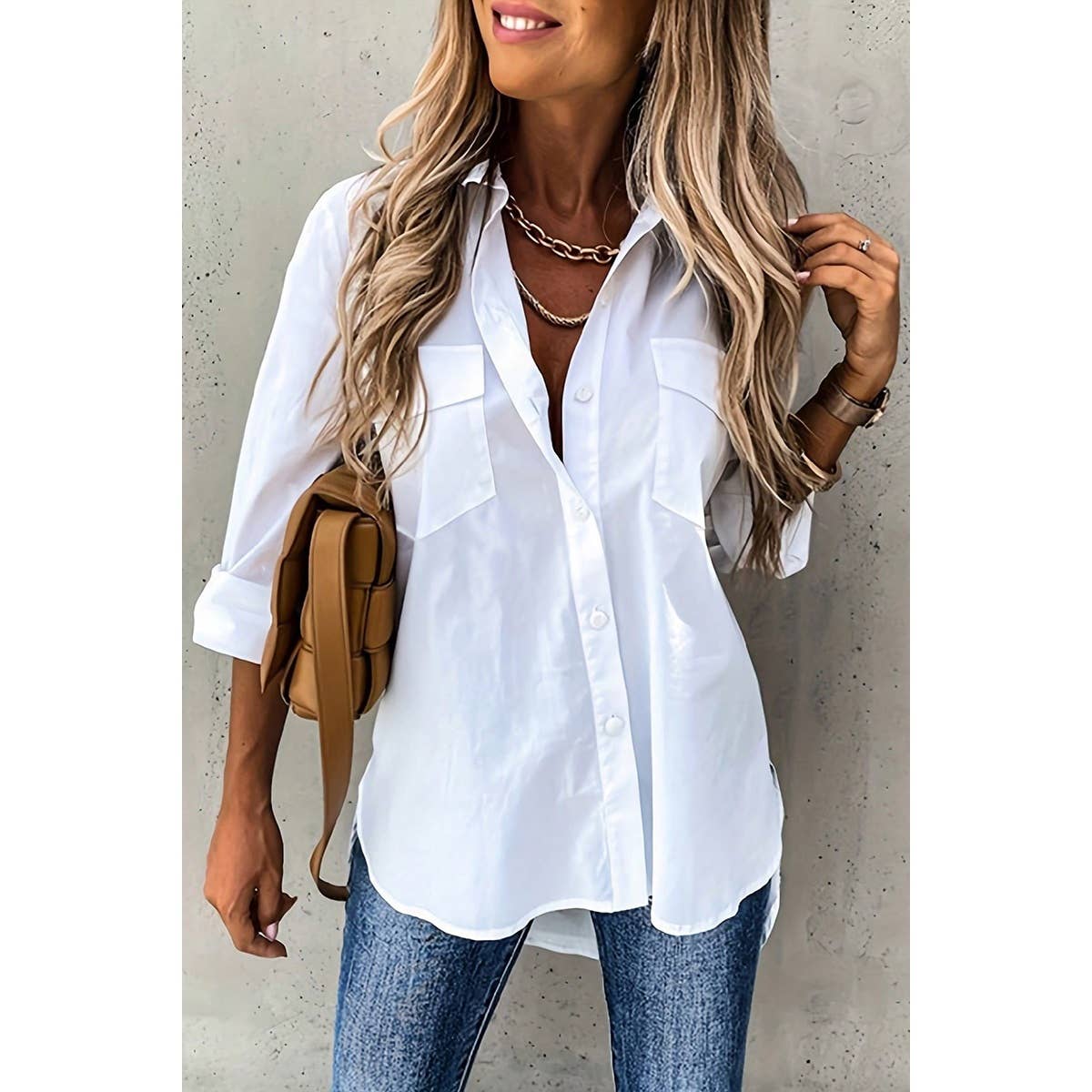 Solid Button Up Long Sleeve