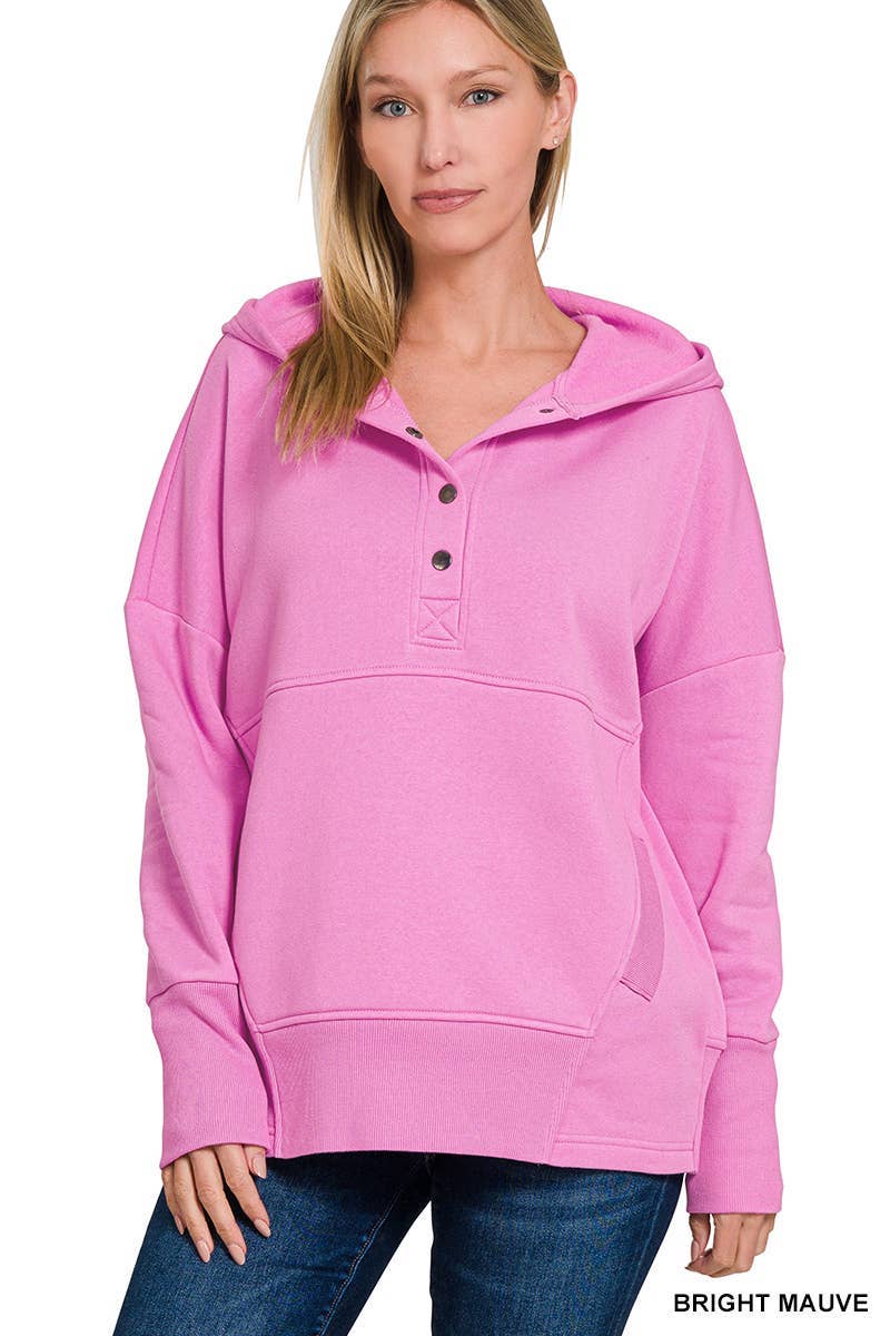 Fleece Half Button Hoodie