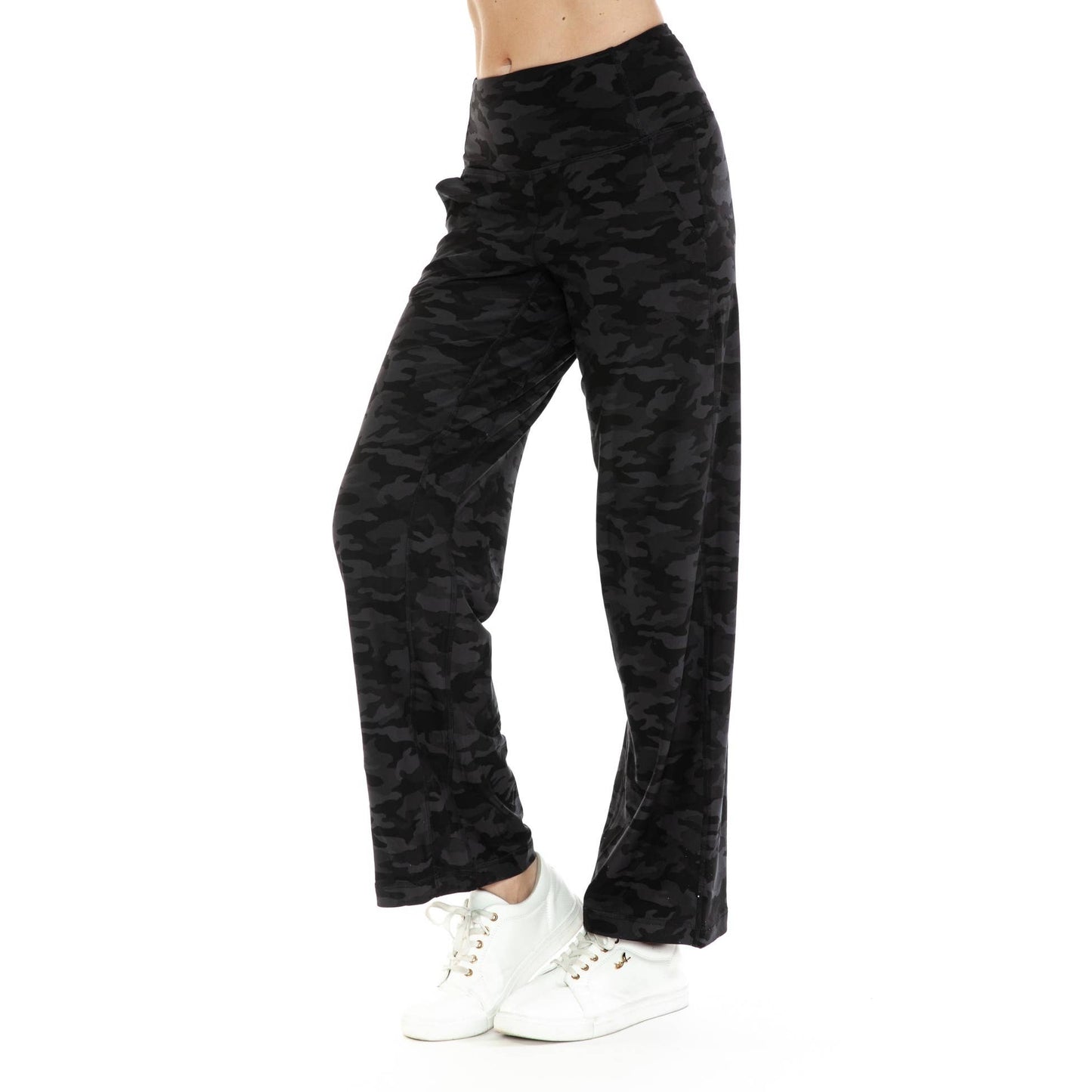Wide Leg Camo Print Yoga Pants