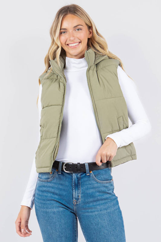Women's Glacier Nylon Puffer Vest in Sage