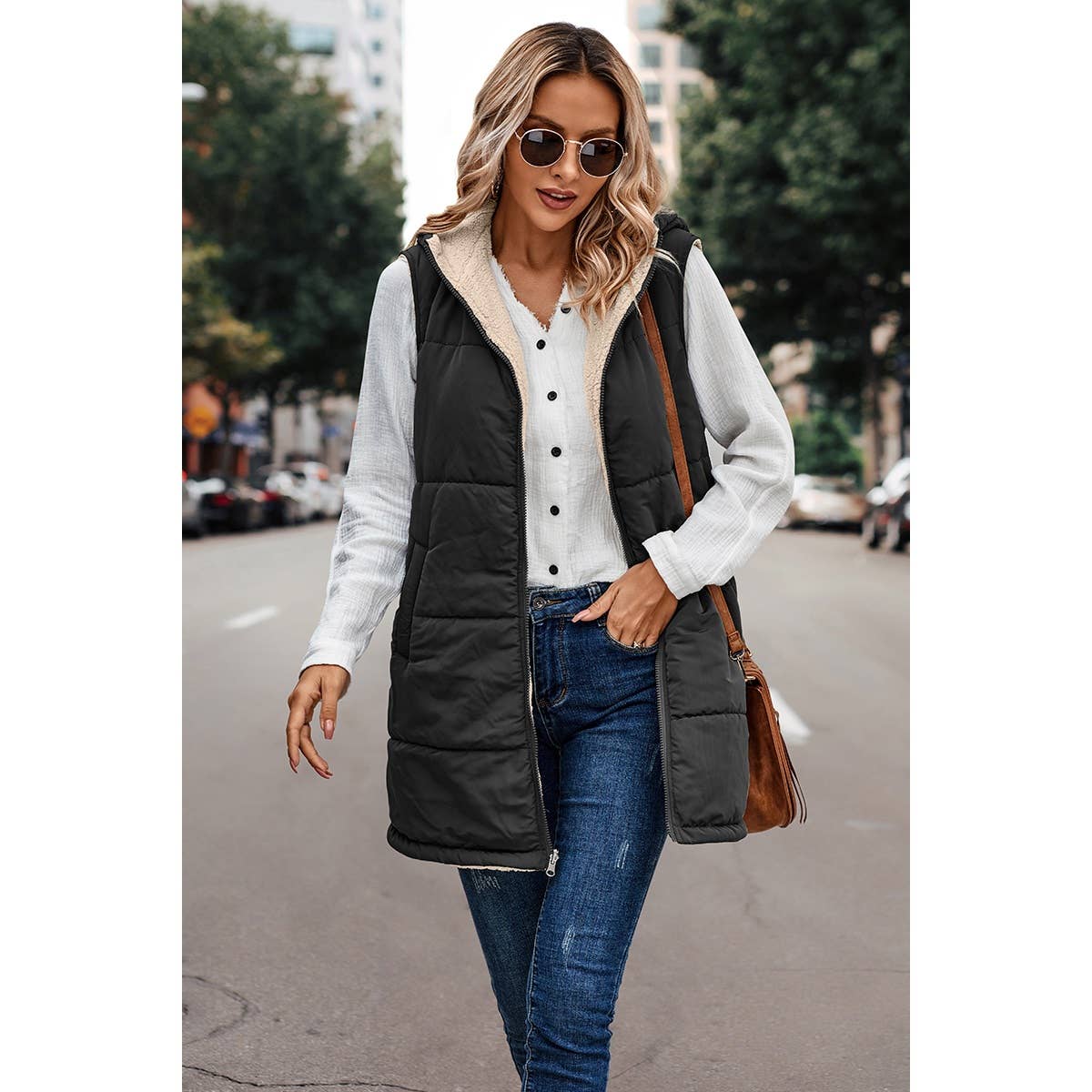Navy Faux Fur Vest
