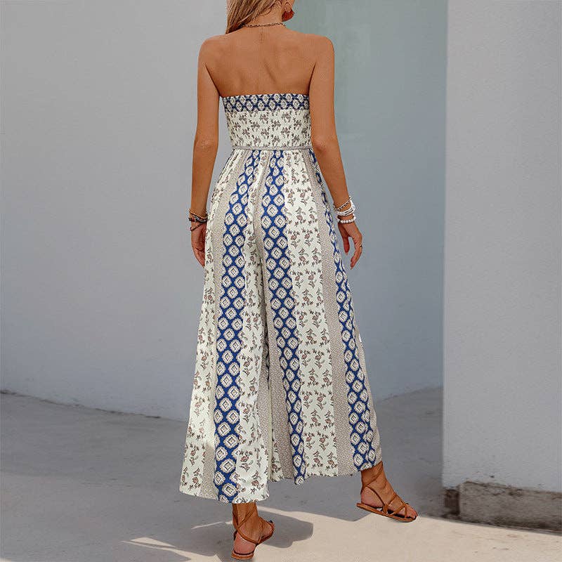 Tube Top Flare Trousers Jumpsuit