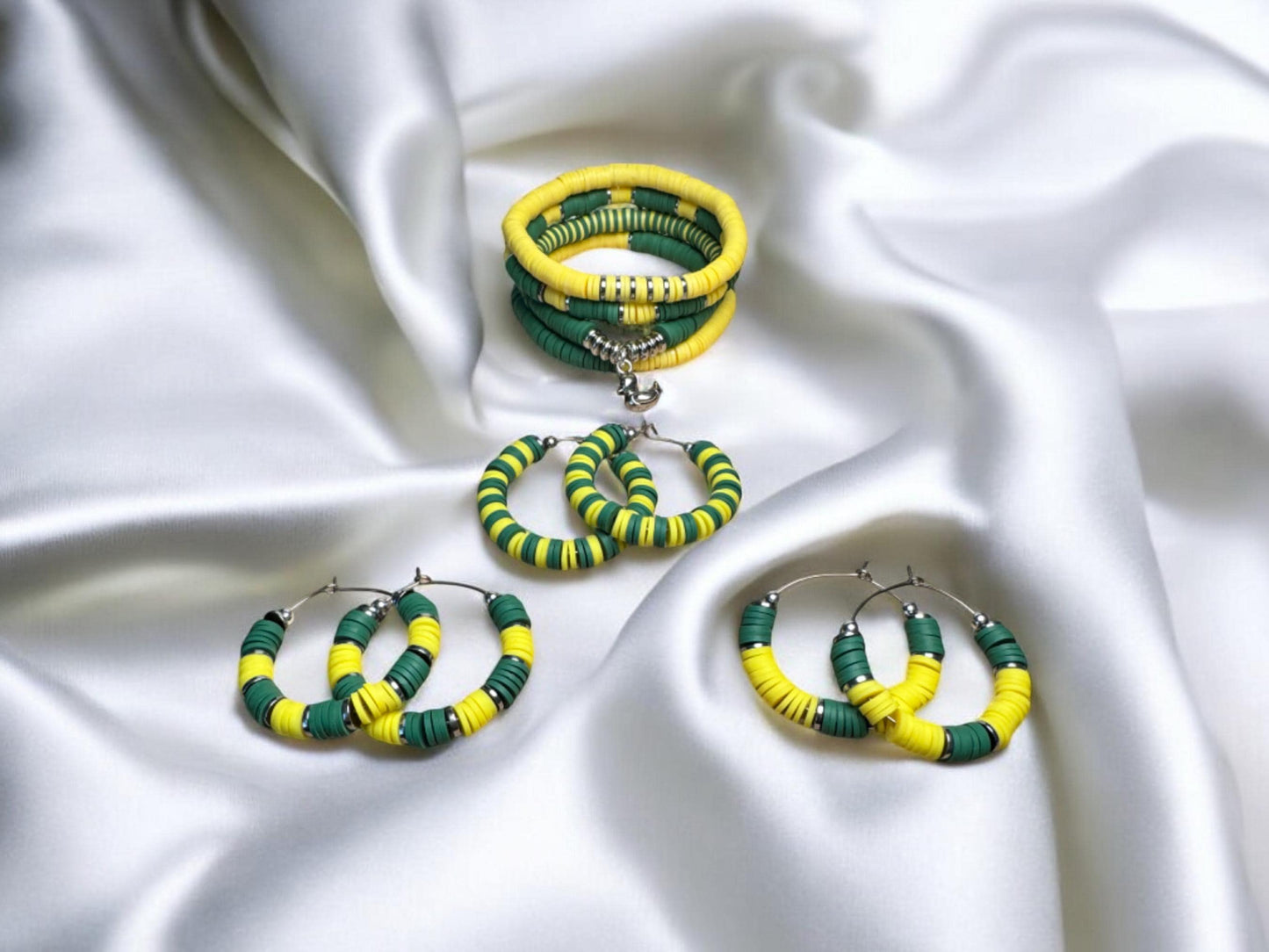 Green and Yellow Game Day Bracelet Stack