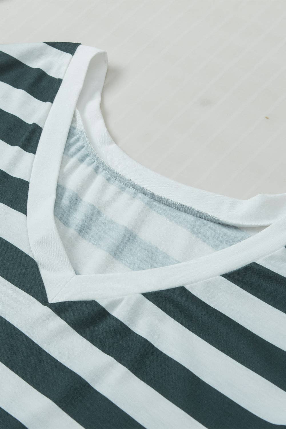 Striped V Neck Ruffle Sleeve Top